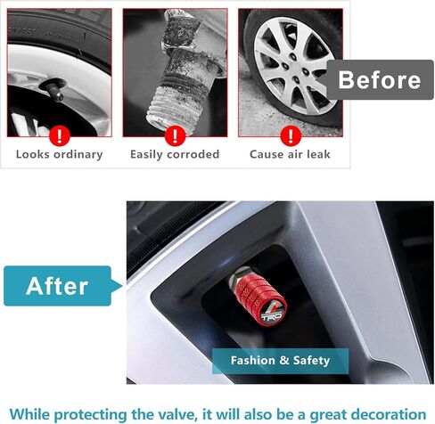 4pcs Tire Valve Stem Caps, Compatible with Toyota TRD Sequoia Tundra Tacoma 4Runner Trucks Series Stem Cap Universal Car Air Cover Car Accessories for Cars, SUV, Truck, Motorcycles Red in Saudi Arabia