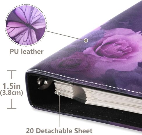 Photo Album Self Adhesive DIY Scrapbook Album Purple Flowers Butterflies 3 Ring Binders Photo Book 40 Pages 8x10 for Memory in Kuwait