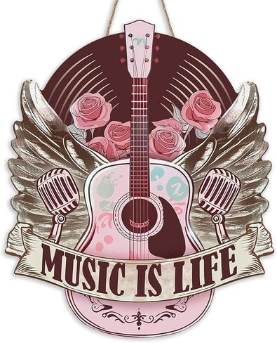 Bolisom Music Piano Keyboard Front Door Sign, Farmhouse Musical Note Wood Hanger Music Room Classroom Home Decor, Rustic Artistic Wooden Wreath Indoor Wall Hanging Decoration Gifts for Music Lovers in Saudi Arabia