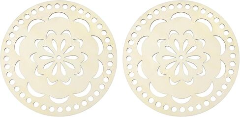 PATIKIL 2Pcs Crochet Basket Base, 5.5" Round Basket Bottoms Shaper Wooden Base Bag Making Supplies Weaving Knitting Kit for Crochet Shoulder Bag Handbag Purse Craft, Wood Color(Star Anise) in Kuwait