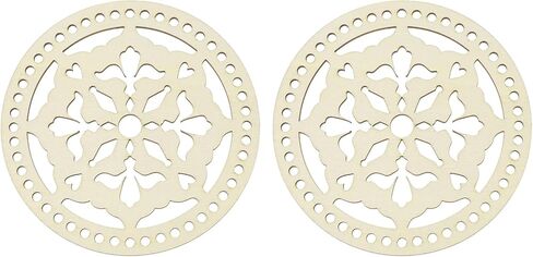PATIKIL 2Pcs Crochet Basket Base, 5.5" Round Basket Bottoms Shaper Wooden Base Bag Making Supplies Weaving Knitting Kit for Crochet Shoulder Bag Handbag Purse Craft, Wood Color(Star Anise) in Kuwait