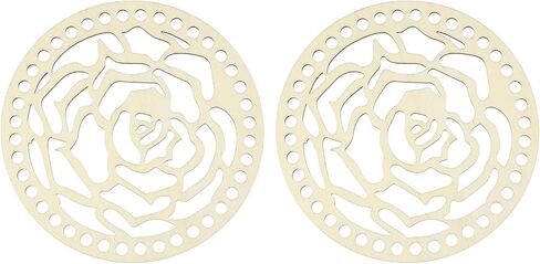 PATIKIL 2Pcs Crochet Basket Base, 5.5" Round Basket Bottoms Shaper Wooden Base Bag Making Supplies Weaving Knitting Kit for Crochet Shoulder Bag Handbag Purse Craft, Wood Color(Star Anise) in Kuwait