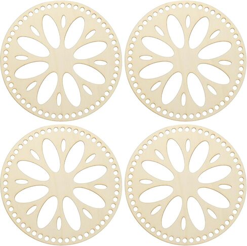 PATIKIL 4Pcs Basket Base, 7.9-inch Wooden Crochet Basket Bottom Bag Round Bottom Base Weaving Supplies for Women Crochet and Craft Projects DIY Handbag, Wood Color (LT01404) in Kuwait