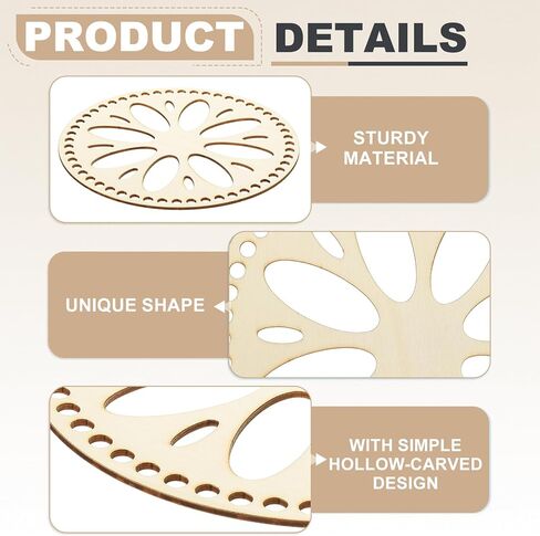 PATIKIL 4Pcs Basket Base, 7.9-inch Wooden Crochet Basket Bottom Bag Round Bottom Base Weaving Supplies for Women Crochet and Craft Projects DIY Handbag, Wood Color (LT01404) in Kuwait