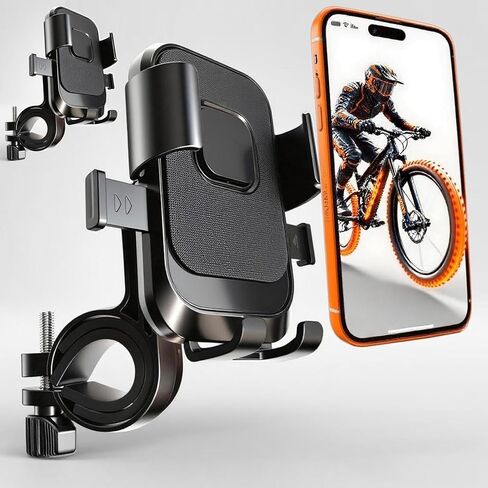 Bike Phone Holder 1 Pack, Mountain Motorcycle Phone Mount, 1s Lock & Quick Release Handlebar Cell Phone Cradle Clamp, Phone Clip for 4-6.9" Smartphones - Black (1) in Saudi Arabia