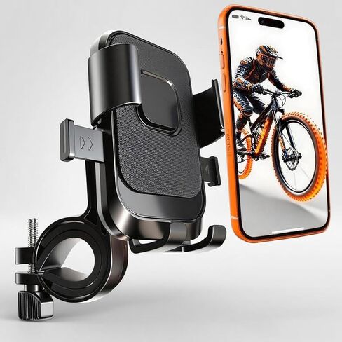 Bike Phone Holder 1 Pack, Mountain Motorcycle Phone Mount, 1s Lock & Quick Release Handlebar Cell Phone Cradle Clamp, Phone Clip for 4-6.9" Smartphones - Black (1) in Saudi Arabia