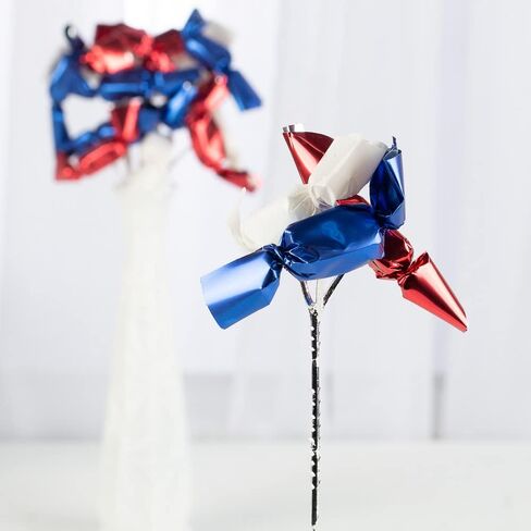 Group of 6 Americana Glittered Rocket Stems by Factory Direct Craft for 4th of July Decorating and Patriotic Displays in Kuwait