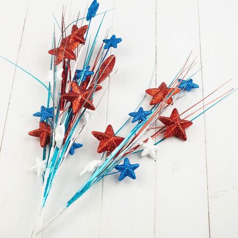 Group of 6 Americana Glittered Rocket Stems by Factory Direct Craft for 4th of July Decorating and Patriotic Displays in Kuwait