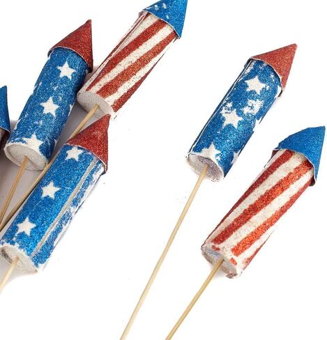 Group of 6 Americana Glittered Rocket Stems by Factory Direct Craft for 4th of July Decorating and Patriotic Displays in Kuwait