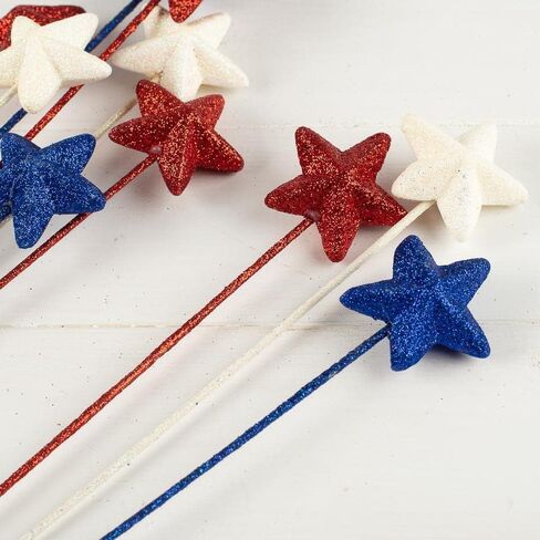 Group of 6 Americana Glittered Rocket Stems by Factory Direct Craft for 4th of July Decorating and Patriotic Displays in Kuwait