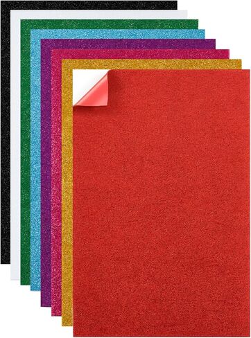 OMTech Self-Adhesive Glitter EVA Foam Sheets, 36 Pack 12 Assorted Colors 12 x 8 in Craft Foam Sheets, Peel & Stick Sparkle Foam Papers for DIY Crafts School Projects Decorations in Saudi Arabia