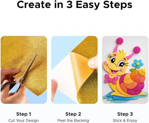 OMTech Self-Adhesive Glitter EVA Foam Sheets, 36 Pack 12 Assorted Colors 12 x 8 in Craft Foam Sheets, Peel & Stick Sparkle Foam Papers for DIY Crafts School Projects Decorations in Saudi Arabia