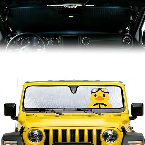 Windshield Sun Shade Fit for Jeep Wrangler TJ JK JL &Gladiator JT 2/4 Door Funny Duck Front Window Shade for UV Rays & Heat Protection Windshield Cover for Jeep in Kuwait