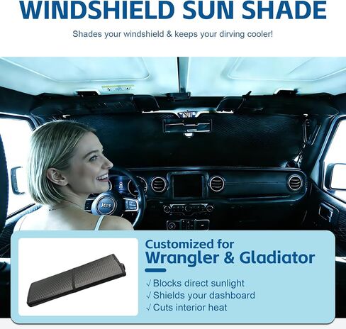 Windshield Sun Shade Fit for Jeep Wrangler TJ JK JL &Gladiator JT 2/4 Door Funny Duck Front Window Shade for UV Rays & Heat Protection Windshield Cover for Jeep in Kuwait