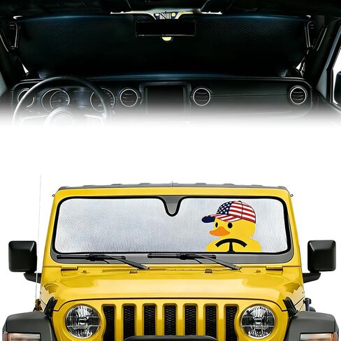 Windshield Sun Shade Fit for Jeep Wrangler TJ JK JL &Gladiator JT 2/4 Door Funny Duck Front Window Shade for UV Rays & Heat Protection Windshield Cover for Jeep in Kuwait