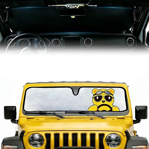 Windshield Sun Shade Fit for Jeep Wrangler TJ JK JL &Gladiator JT 2/4 Door Funny Duck Front Window Shade for UV Rays & Heat Protection Windshield Cover for Jeep in Kuwait