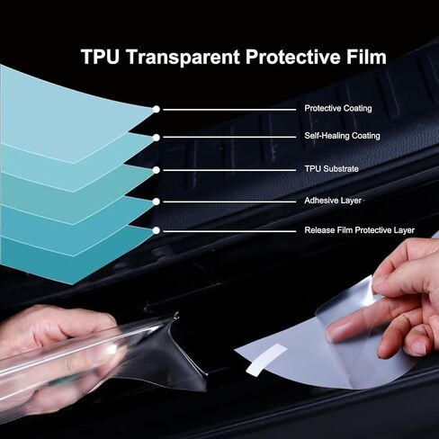 8 mil Clear TPU Paint Protection Film 35.43" x 3.14" Roll, Self-Healing & Scratch Resistant, Pre-Cut No Trimming Needed, Water-Install Universal Rear Bumper Guard for Cars SUVs in Kuwait