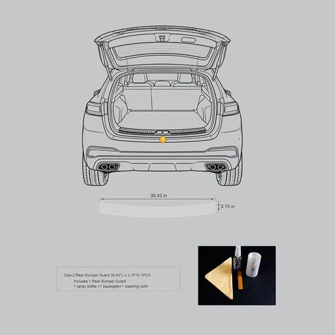 8 mil Clear TPU Paint Protection Film 35.43" x 3.14" Roll, Self-Healing & Scratch Resistant, Pre-Cut No Trimming Needed, Water-Install Universal Rear Bumper Guard for Cars SUVs in Kuwait