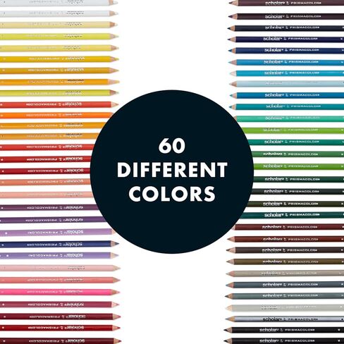 Prismacolor Scholar Colored Pencils, Assorted Colors, 60 Count - Perfect for Sketching, Drawing, Coloring in Kuwait