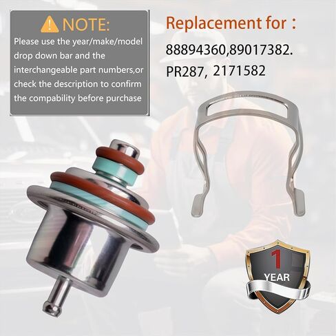 Fuel Injection Pressure Regulator 3.5BAR Kit with Clip, Replaces PR287 88894360 89017382, for Chevy Silverado/GMC Sierra 1500, Suburban/Tahoe/Yukon XL 2002-2005 in Saudi Arabia