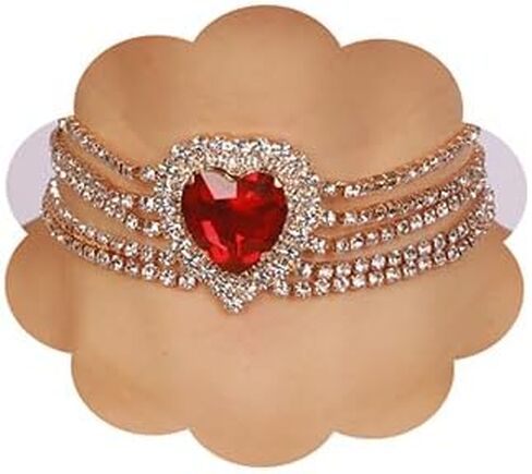 fxmimior Fashion Prom Shinny Full Rhinestones Love Choker Necklace Dainty Layered Sexy Body Chain Choker Necklace Dainty Gold Silver Halloween Christmas Necklace Jewelry Gift for Women in Saudi Arabia