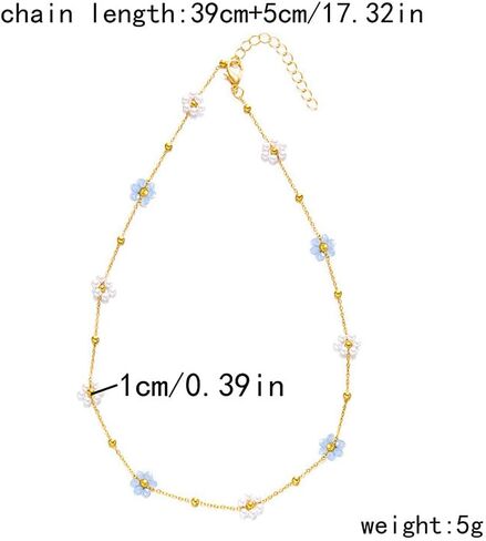 Daisy Pearl Necklace for Women Dainty 14K Gold Flower Choker Necklace Adjustable Pearl Floral Necklace Trendy Birthday Jewelry Accessories Gifts in Saudi Arabia