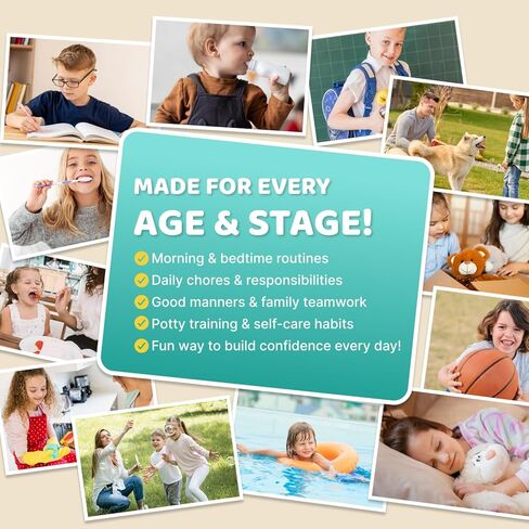 Dry Erase 4 in 1 Chore Chart for Multiple Kids - Magnetic Routine Chart with Slider Cute Chore Stickers, Visual Schedule for Kid with Autism to Do List Checklist for Kids in Kuwait