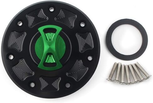 غطاء غطاء خزان الغاز ثلاثي T 7 فتحات بدون مفتاح لـ Kawasaki Ninja ZX-6 ZX6E ZX6R، ZX-7 ZX7R، ZX-9 ZX9R 1984,1994-1999، ZX-11، Ninja 250 250R، Ninja 500 500R، ZG1000 Concours، أخضر in Kuwait