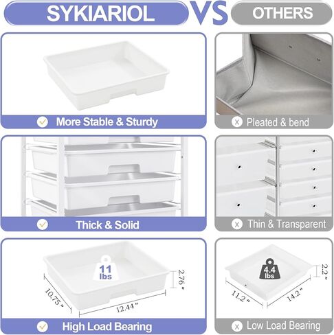SYKIARIOL Rolling Cart with Drawers,Utility Cart with 6 Drawers,Rolling Storage Cart with Drawers and Wooden Tabletop & Lockable Wheel,White in Saudi Arabia