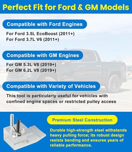 59350 Stretch Belt Installer for Extra-Deep Double Pulleys, Compatible with Ford 3.5L 3.7L V6 & GM 5.3L 6.2L V8 Engines - Professional Main Drive Belt Installation Tool Replaces 59560 in Saudi Arabia