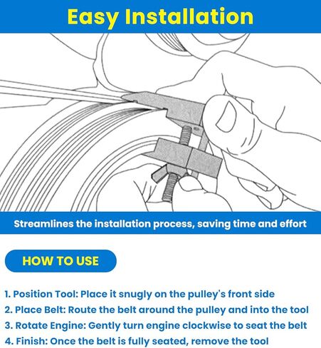 59350 Stretch Belt Installer for Extra-Deep Double Pulleys, Compatible with Ford 3.5L 3.7L V6 & GM 5.3L 6.2L V8 Engines - Professional Main Drive Belt Installation Tool Replaces 59560 in Saudi Arabia