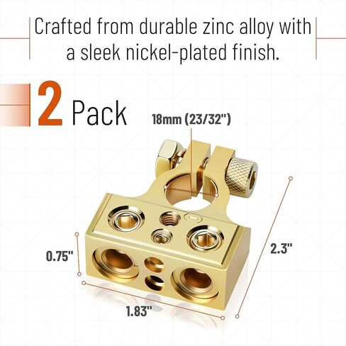 Bates- Battery Terminal Connectors, 2 Pack, 0/2/4/6/8/10 AWG Terminals, Car Battery Terminal, Top Post Multiple Marine, Long Lasting, Easy to Install in Kuwait
