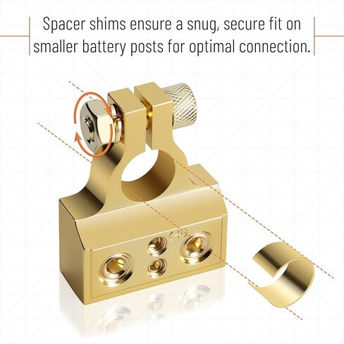 Bates- Battery Terminal Connectors, 2 Pack, 0/2/4/6/8/10 AWG Terminals, Car Battery Terminal, Top Post Multiple Marine, Long Lasting, Easy to Install in Kuwait