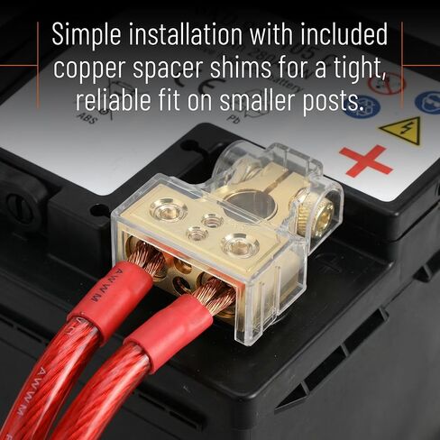 Bates- Battery Terminal Connectors, 2 Pack, 0/2/4/6/8/10 AWG Terminals, Car Battery Terminal, Top Post Multiple Marine, Long Lasting, Easy to Install in Kuwait