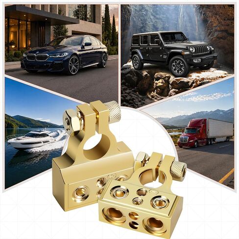 Bates- Battery Terminal Connectors, 2 Pack, 0/2/4/6/8/10 AWG Terminals, Car Battery Terminal, Top Post Multiple Marine, Long Lasting, Easy to Install in Kuwait