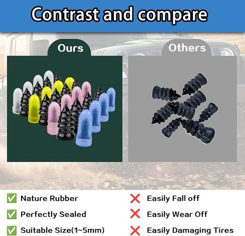 40Pcs Tire Repair Rubber Nails Kit with 4 Sizes, Screw in Tire Repair Plugs, Vacuum Tire Repair Rubber Nail, Tire Rubber Nails Tool, Fast Self-Service Tire Repair Tools for Car, Truck, Motorcycle in Saudi Arabia