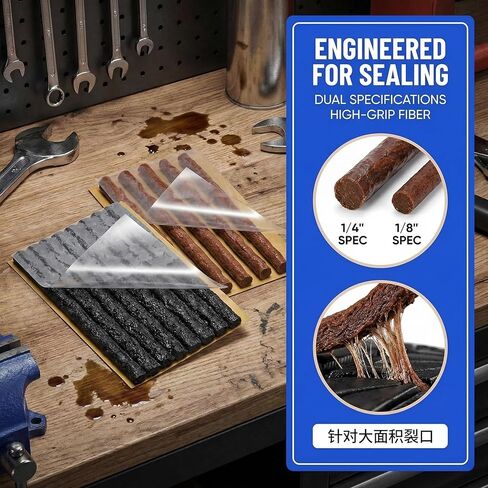 Tire Repair Plugs, Tire Patches Fix a Flat Tire, Heavy Duty Tire Plug, Repair Tubeless Off-Road Tires for Car, RV, SUV, Truck, Motorcycle, Tractor, Mower, Wheelbarrow [Multi-Size: 25Pcs] in Saudi Arabia