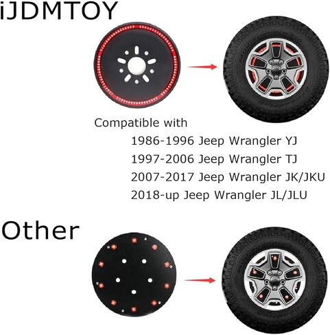 iJDMTOY طراز سيارة السباق ستروب/فلاش خلف الإطار الاحتياطي، مجموعة إضاءة الفرامل الثالثة LED 85 صمام ثنائي متوافقة مع جيب رانجلر JK JL TJ LJ YJ CJ (جميع الموديلات) in Kuwait