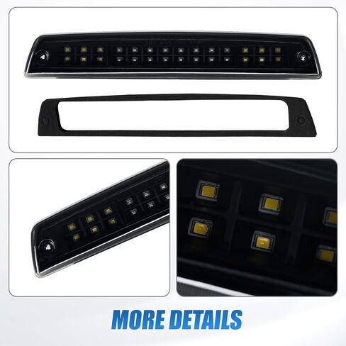 Third Brake Light LED with Dual-Row Leds for 1994-2001 Dodge Ram 1500, High Mount Rear Brake Lighis Assembly for 1994-2002 Ram 2500 3500, Waterproof Center CabCargo Lamp Stop Light (Black) in Saudi Arabia