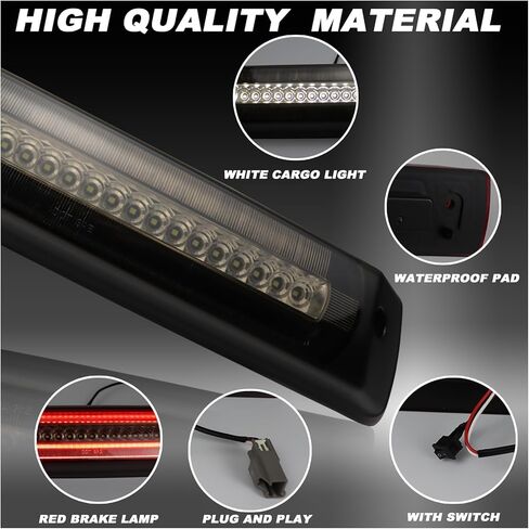 High Mount Stop Lights LED Third Brake Light Assemblies Compatible with Chevy Colorado/GMC Canyon 2015-2023 Rear Center LED 3rd Brake light Replacement (Smoke Lens) in Kuwait