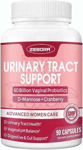 ZEBORA Urinary Tract Health for Women - Vaginal Probiotics for Women Digestive Health and pH Balance - D Mannose Supplements with Cranberry to Cleanse Urinary Tract & Bladder - 90 Capsules in Saudi Arabia