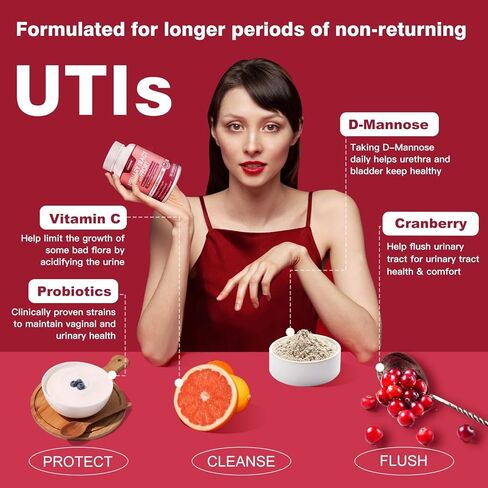 ZEBORA Urinary Tract Health for Women - Vaginal Probiotics for Women Digestive Health and pH Balance - D Mannose Supplements with Cranberry to Cleanse Urinary Tract & Bladder - 90 Capsules in Saudi Arabia