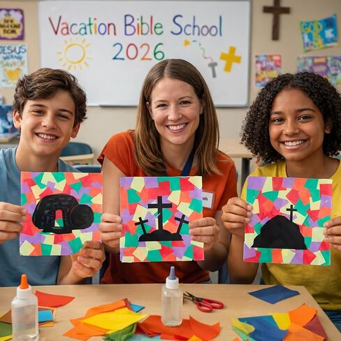 Gersoniel 24 مجموعة 2026 VBS صورة ظلية للمقبرة الفارغة، مجموعات حرفية DIY موضوع الإضاءة، قبر فارغ ليسوع مشهد حي، حرف مسيحية لأنشطة الكنيسة في الفصول الدراسية VBS، هدايا الحفلات in Kuwait