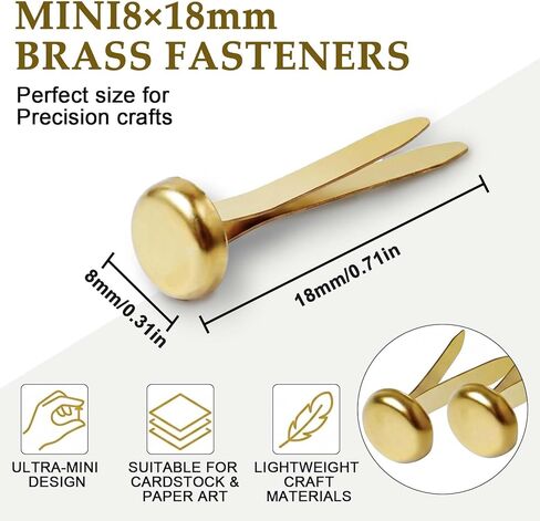 300Pcs Gold Metal Brads, 8×18mm Mini Paper Fasteners, Small Split Pins for DIY Crafts, Paper Projects & Decorative Scrapbooking in Saudi Arabia