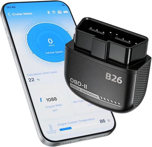 B26 Bluetooth OBD2 Scanner for iOS & Android - Subscription-Free Engine Code Reader, 2026 Upgraded Engine Diagnostic Tool, Reset Check Engine Light for Temporary & Pending Faults in Saudi Arabia