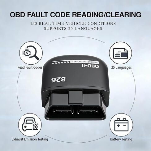 B26 Bluetooth OBD2 Scanner for iOS & Android - Subscription-Free Engine Code Reader, 2026 Upgraded Engine Diagnostic Tool, Reset Check Engine Light for Temporary & Pending Faults in Saudi Arabia