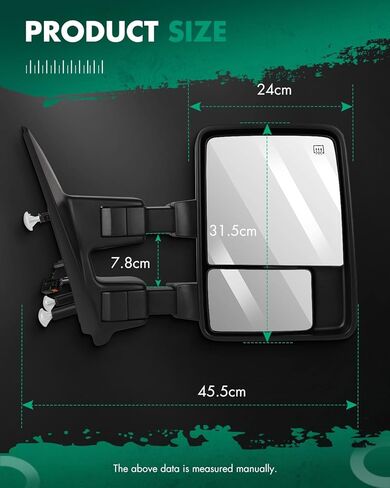 SCITOO Towing Mirrors Tow Mirrors Black Truck fit for 2004-2014 For Ford For F-150 Pickup Truck with Pair LH RH Power Adjusted Heated Turn Signal Puddle Light Manual Folding and Telescoping in Kuwait