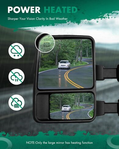 SCITOO Towing Mirrors Tow Mirrors Black Truck fit for 2004-2014 For Ford For F-150 Pickup Truck with Pair LH RH Power Adjusted Heated Turn Signal Puddle Light Manual Folding and Telescoping in Kuwait