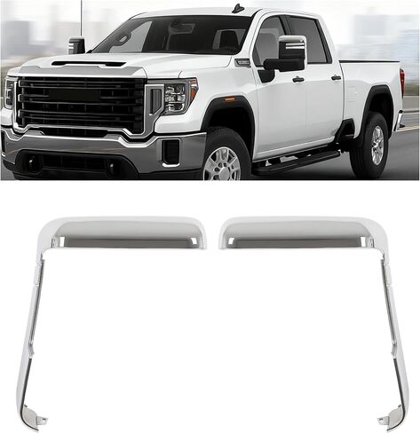 HECASA Pair Tow Mirror Covers Compatible with 2020-2024 Chevy Chevrolet Silverado/GMC Sierra 2500HD 3500HD Front Top Door Mirror Cap Trim Replacement for 84468904 84468910 Plastic(ABS) Painted Black in Kuwait