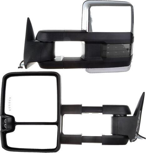 Towing Mirrors Power Adjusted LED Turn Signal Chrome(Pair Set)Tow Mirrors Replacement Compatible for 1988-1998 for Chevy for GMC C1500/K1500 1988-2000 for Chevy for GMC C2500/K2500/K3500 in Saudi Arabia